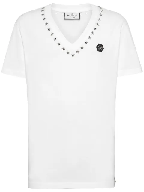 Philipp Plein star-stud cotton T-shirt White FADCMTK7494PJY002N