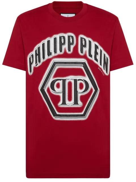 Philipp Plein logo-print cotton T-shirt Red FADCMTK7449PJY002N