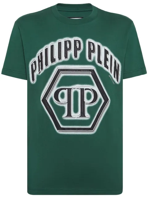 Philipp Plein logo-print cotton T-shirt Green FADCMTK7449PJY002N