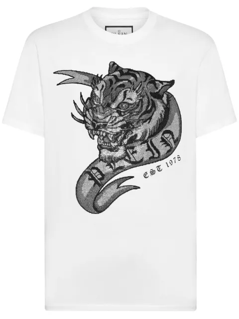 Philipp Plein SS Tattoo tiger-print t-shirt White FADCMTK7388PJY002N