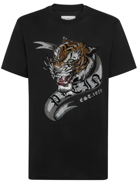 Philipp Plein Tattoo-print cotton T-shirt Black FADCMTK7387PJY002N