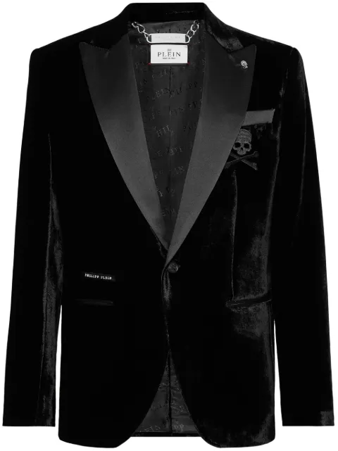 Philipp Plein Lord single-breasted velvet blazer Black FADCMRF1765PTE086N