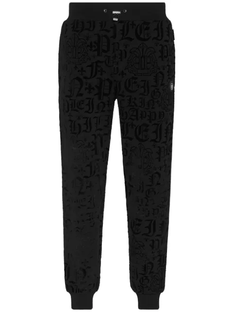 Philipp Plein gothic-print drawstring-waist track pants Black FADCMJT2433PJO002N