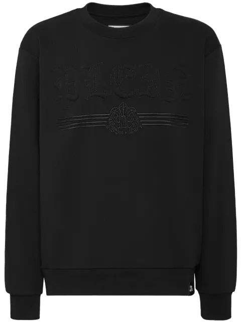 Philipp Plein logo-embossed cotton sweatshirt Black FADCMJO1253PJY002N
