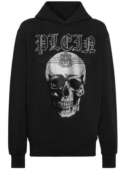 Philipp Plein skull-print rhinestone-embellished hoodie Black FADCMJB3459PJY002N