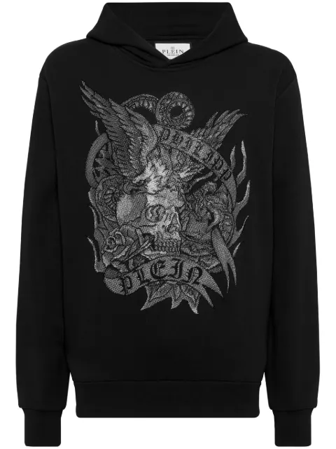 Philipp Plein Crystal Tattoo crystal-embellished hoodie Black FADCMJB3457PJY002N