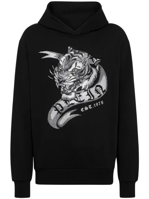 Philipp Plein Crystal Tattoo crystal-embellished hoodie Black FADCMJB3455PJY002N