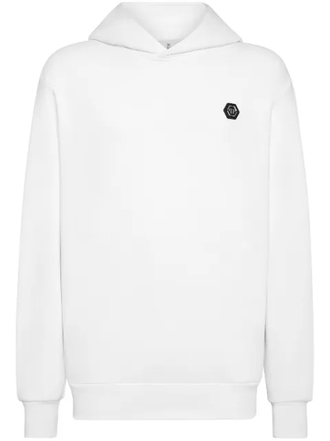 Philipp Plein rhinestone-embellished cotton hoodie White FADCMJB3423PJY002N