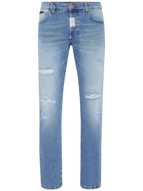 Philipp Plein distressed-effect straight-leg jeans Blue FADCMDT3968PDE004N