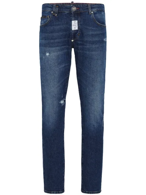 Philipp Plein paint-splatter slim-fit jeans Blue FADCMDT3965PDE004N