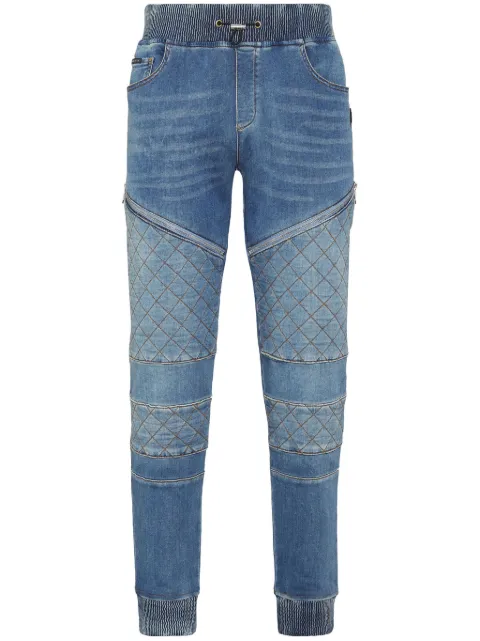 Philipp Plein Jogging logo-appliqué tapered jeans Blue FADCMDT3838PDE004N