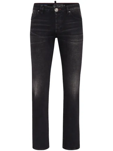 Philipp Plein patch-detail straight cut jeans Black FADCMDT3784PDE004N