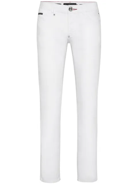 Philipp Plein tiger-appliqué straight-leg jeans White FADCMDT3735PDE004N