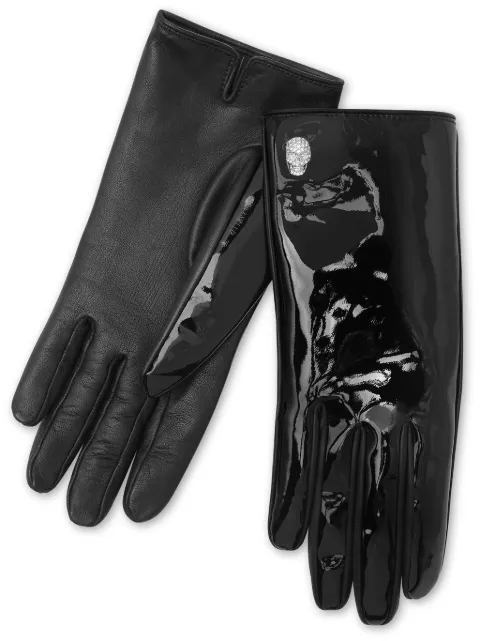 Philipp Plein skull-appliqué leather gloves Black FADAWVB0026PLE005N