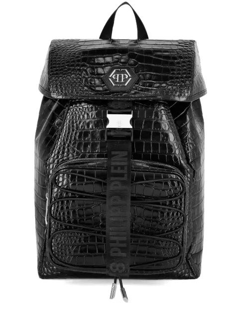 Philipp Plein crocco printed tote backpack monogram Black FADAMBA1403PLE010N