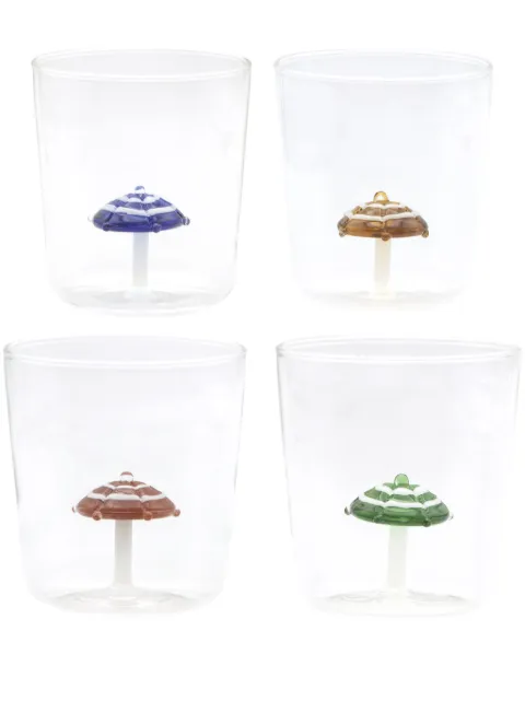 CU I SEEYOU 3D-detail tumbler glasses (set of four) Neutrals CUOO003