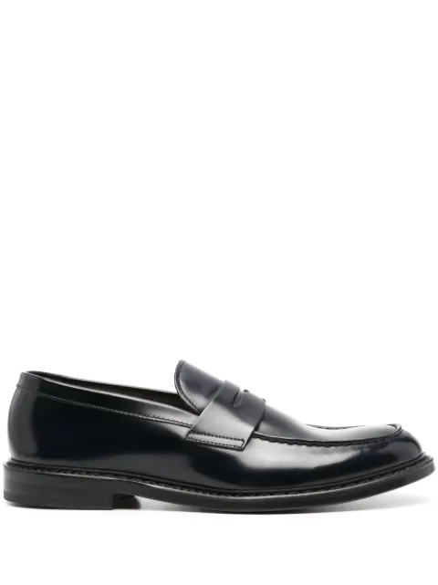 Doucal's apron-stitching leather loafers Blue DU2405PHOEUY007NB02094