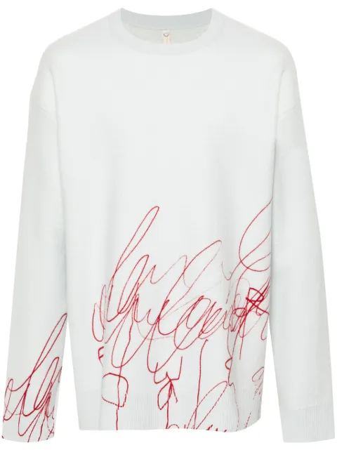 OAMC scribble-print fleece sweater Blue 24E28OAK04FLTOA036