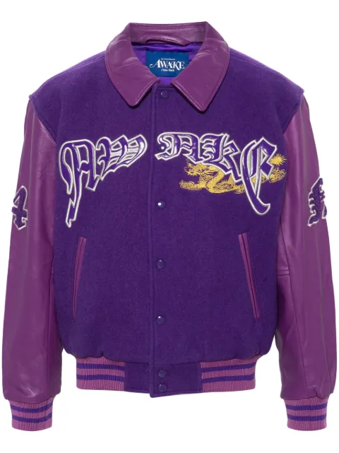 Awake NY Varsity felted bomber jacket Purple AWKSP24OT001