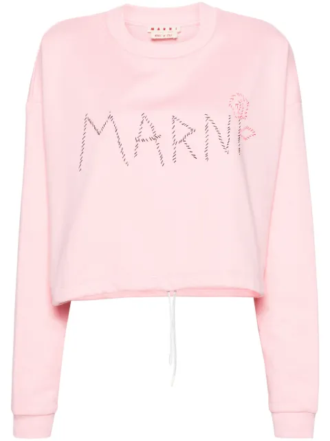 Marni logo-embroidered cropped sweatshirt Pink FLJE0198S1UTC275