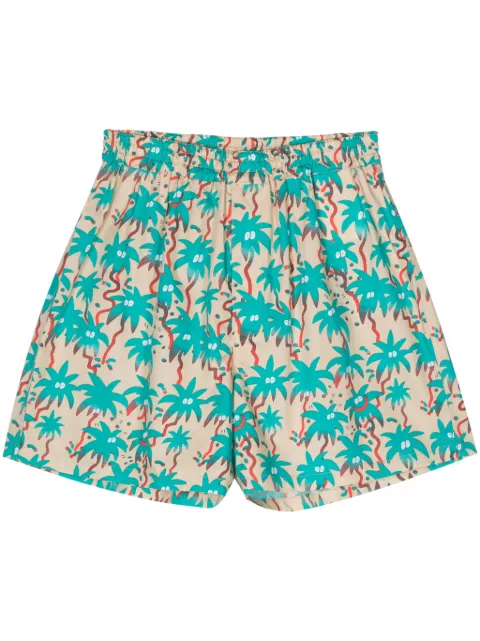 Junya Watanabe MAN graphic-print cotton shorts Neutrals WMP918