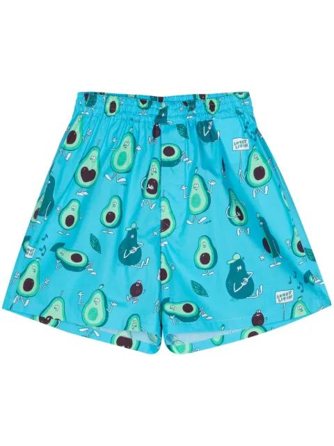 Junya Watanabe MAN graphic-print cotton shorts Blue WMP918