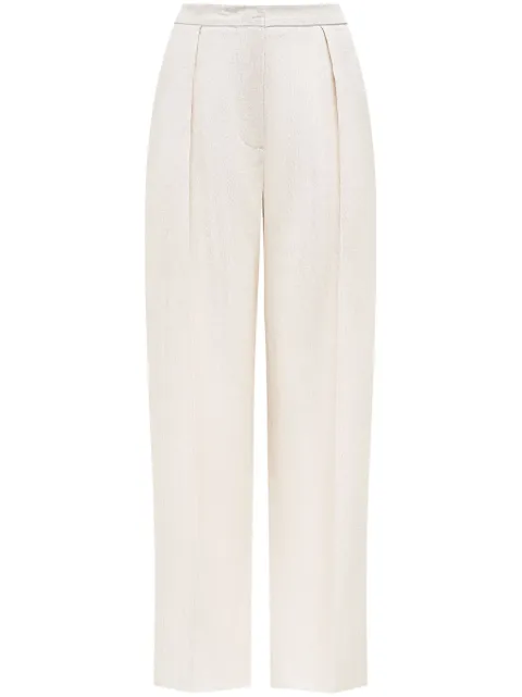 12 STOREEZ pressed-crease linen trousers White 125417