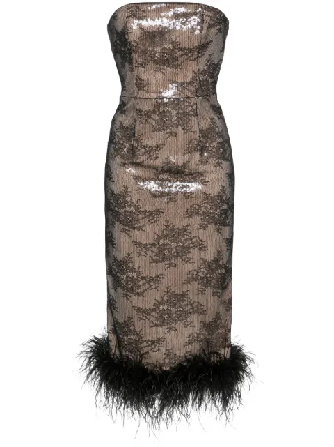 NISSA sequined lace midi dress Black RS14635