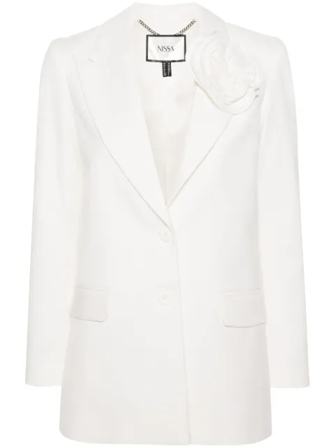 NISSA floral-appliqué single-breasted blazer White S15487WHITE