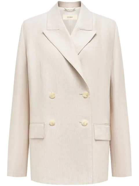12 STOREEZ double-breasted linen blazer White 125285