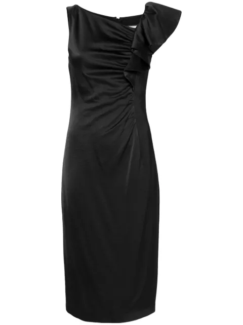 NISSA ruffled satin midi dress Black RC14943