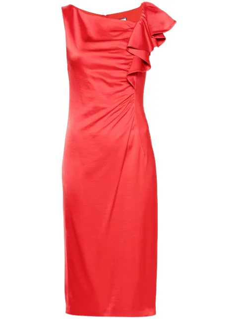 NISSA draped-detailing satin midi dress Red RC14943