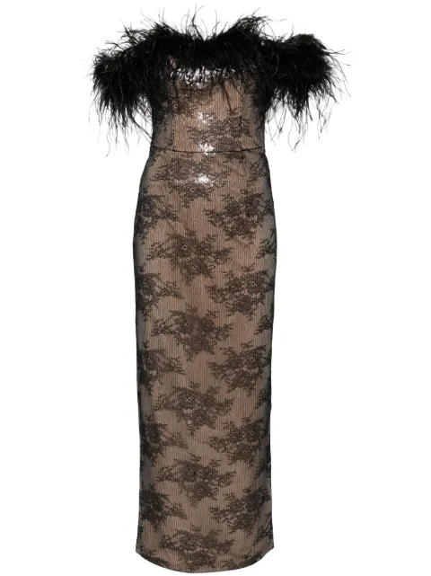 NISSA lace-overlay empire gown Black RS14977