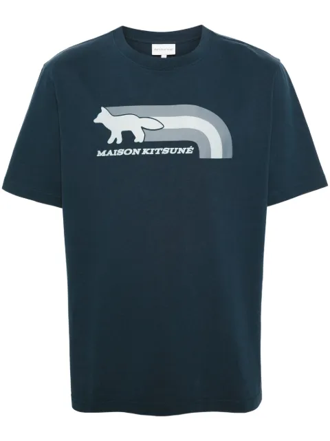 Maison Kitsuné Fox-motif cotton T-shirt Blue MM00113KJ0118