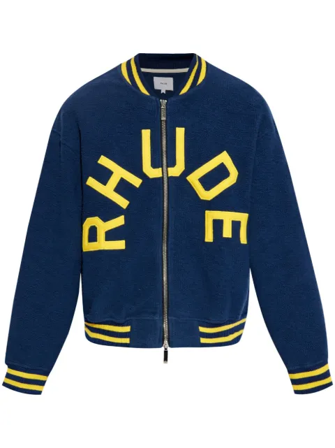 RHUDE logo-appliqué terry varsity jacket Blue RHSS24JA07167276