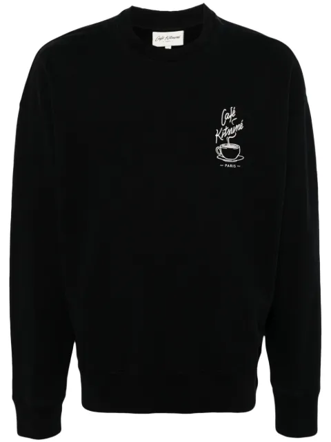 CAFÉ KITSUNÉ Coffee Cup cotton sweatshirt Black SPCKNPMU00302