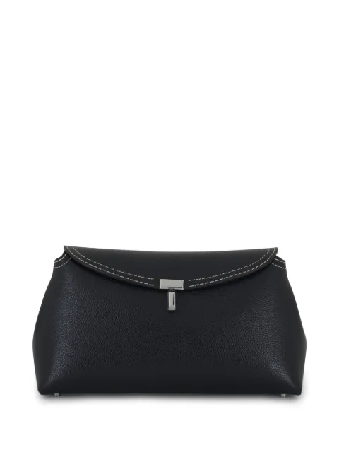 TOTEME T-Lock grained-leather clutch bag Black 234WLGBG423LE0030001