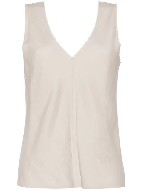 VOZ V-neck seam-detailing top Neutrals VT41