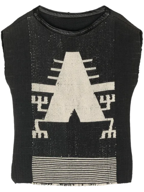 VOZ intarsia-knit cotton top Black VT47