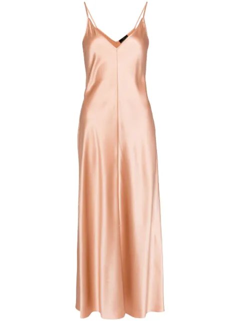 VOZ V-neck slip silk dress Pink VD65
