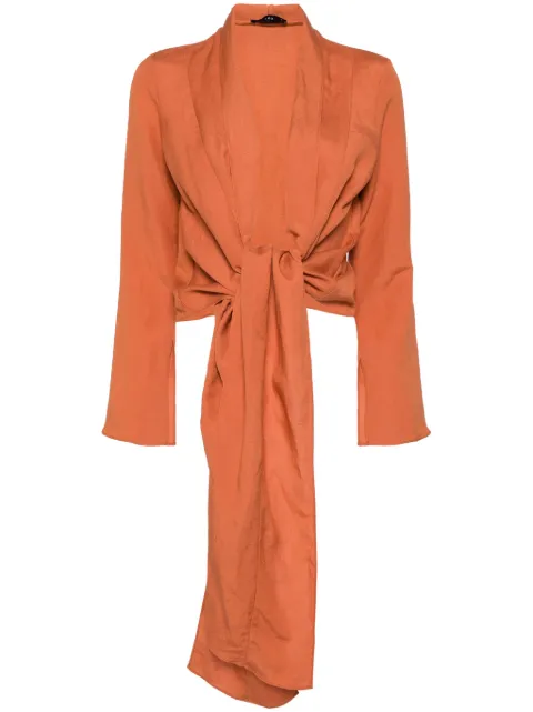 VOZ long-sleeved wrap-design blouse Orange VT27