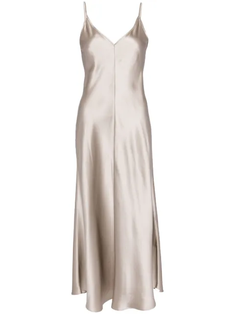 VOZ V-neck slip silk dress Neutrals VD62