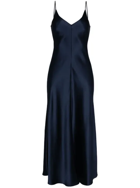 VOZ V-neck slip silk dress Blue VD61