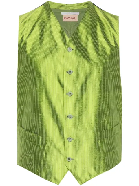 Romeo Gigli Pre-Owned 1990s striped silk vest Green ROGI250US