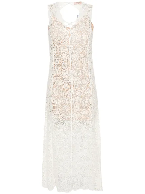 TWINSET midi semi-sheer crochet dress White 241TT3011