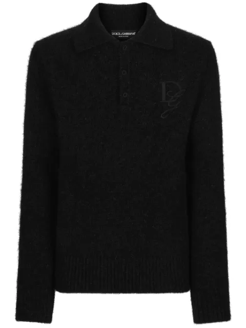 Dolce & Gabbana logo-embroidered polo shirt Grey GXZ48ZJFMIM