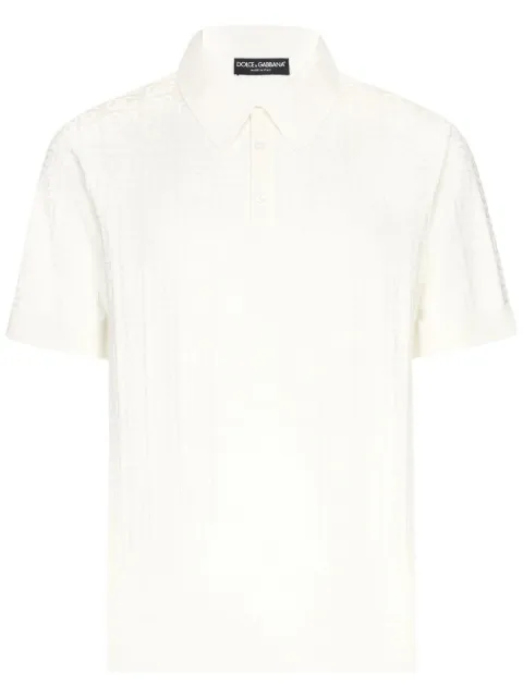 Dolce & Gabbana monogram-jacquard silk polo shirt White GXZ15TJBSKE