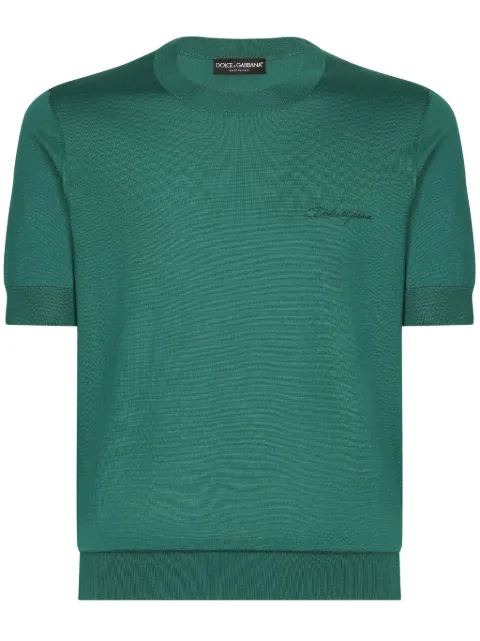 Dolce & Gabbana logo-embroidered silk sweater Green GXX03ZJBSJS