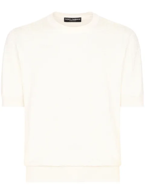 Dolce & Gabbana DG-logo silk sweater White GXX03TJBSKE