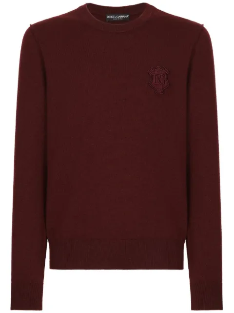 Dolce & Gabbana logo-patch cashmere jumper Red GXX02ZJAWXS